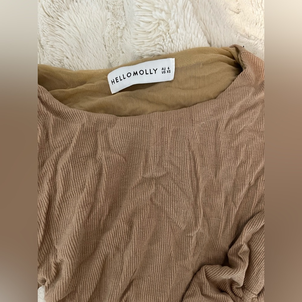 Hello Molly Tan Ruched Dress - Picture 2 of 3